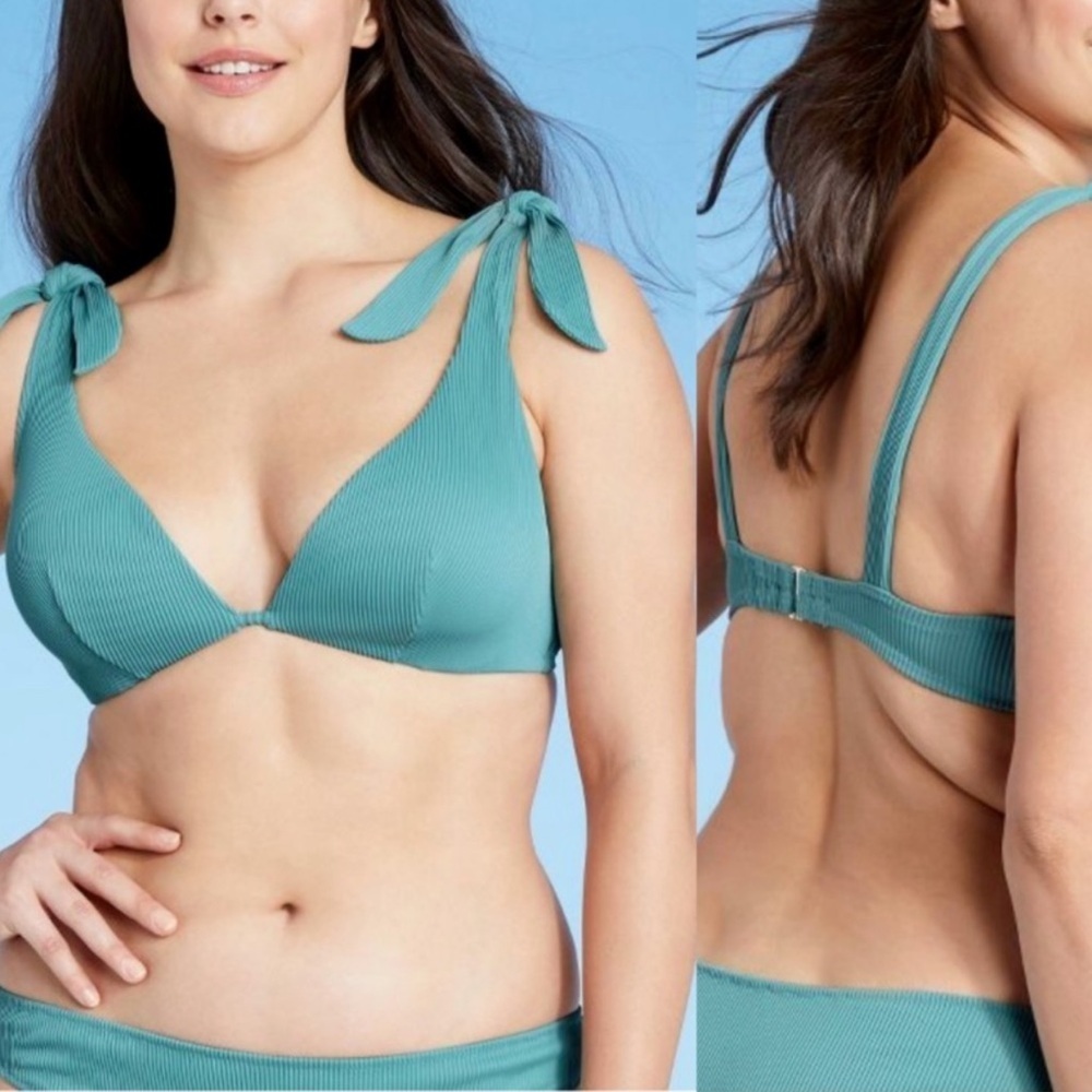 Shade & Shore Ribbed Teal Bikini Set Size 36C and Medium